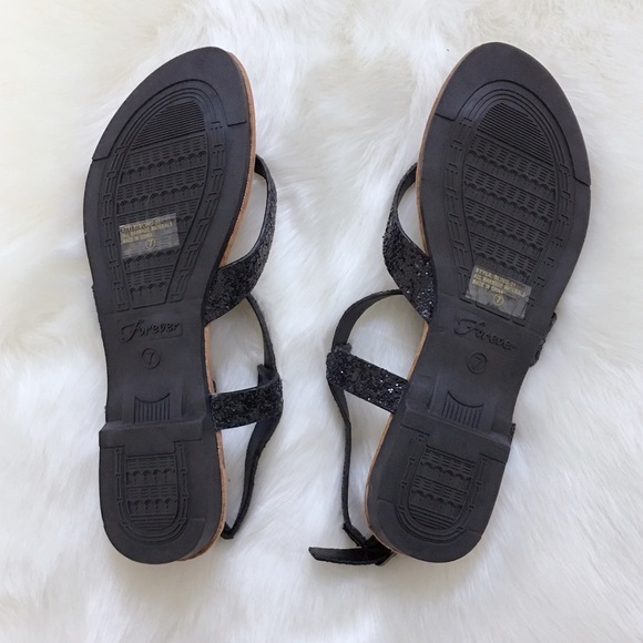 Black Glitter Thong Sandals - Picture 3 of 5